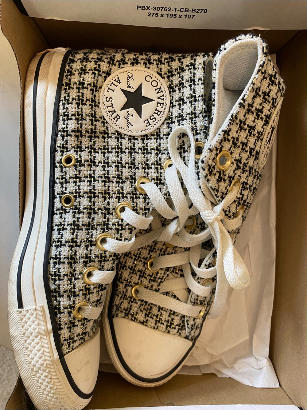 Converse Black & White Tweed High Top Sneakers